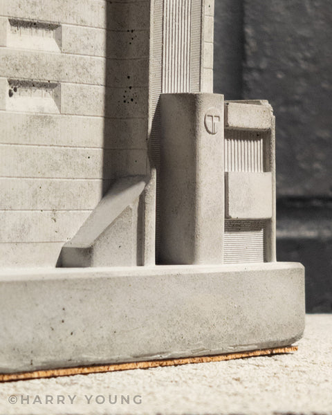 Forbidden Skate Ramp close up of Concrete sculpture based on the Perth Telstra Building by Harry Young