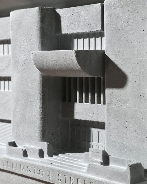 Forbidden Skate Ramp Concrete sculpture based on the Perth Telstra Building Close Up Details by Harry Young