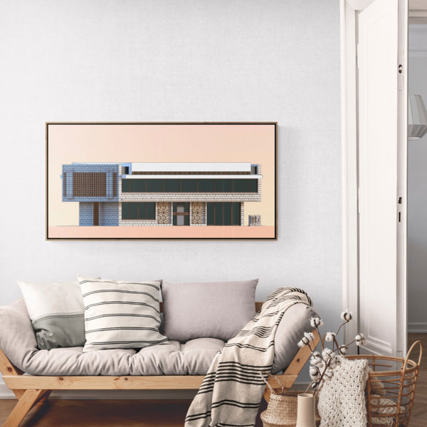 Iwanoff House by Iwan Iwanoff in Floreat illustration by Harry Young Canvas Framed Example