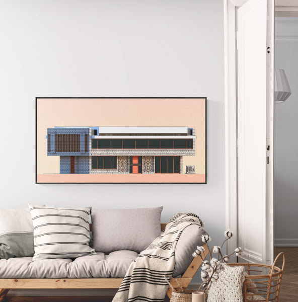 Iwanoff House by Iwan Iwanoff in Floreat illustration by Harry Young Canvas Framed Example
