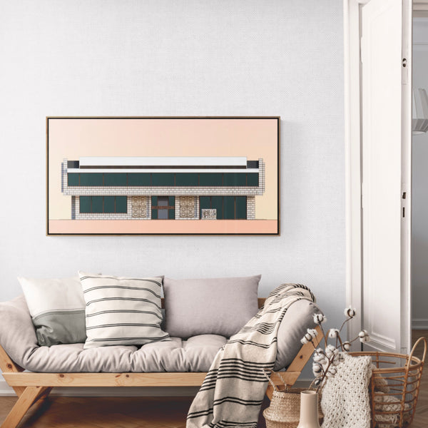 Iwanoff House by Iwan Iwanoff in Floreat illustration by Harry Young Framed Canvas Example