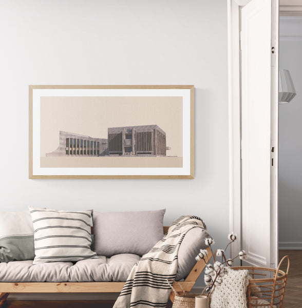 Northam Library and former Council Offices by Iwan Iwanoff illustration by Harry Young Framed Example