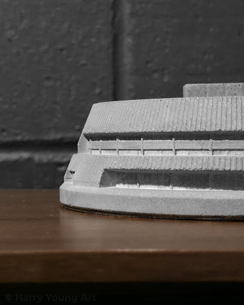 Close up of Perth Entertainment Centre concrete architectural sculpture by Harry Young